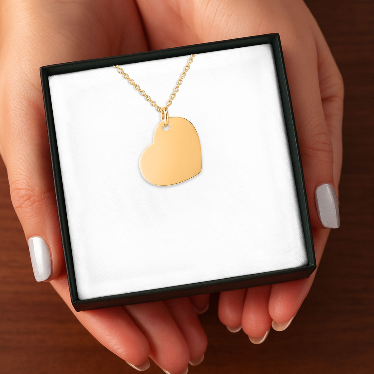 Collier Cœur Personnalisé - Gravure au Choix - Plaqué Or 18 Carats