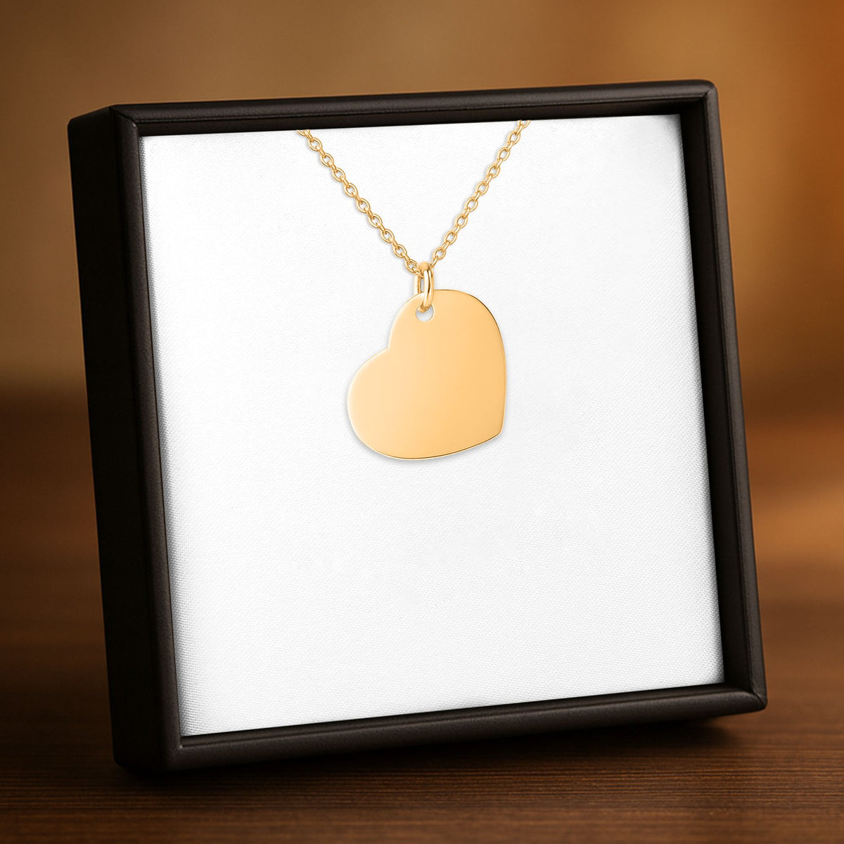 Collier Cœur Personnalisé - Gravure au Choix - Plaqué Or 18 Carats