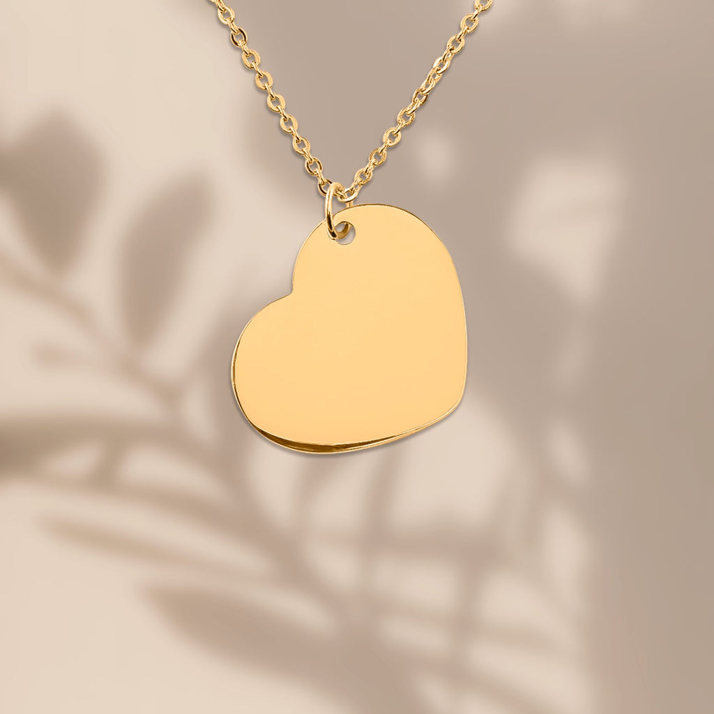 Collier Cœur Personnalisé - Gravure au Choix - Plaqué Or 18 Carats